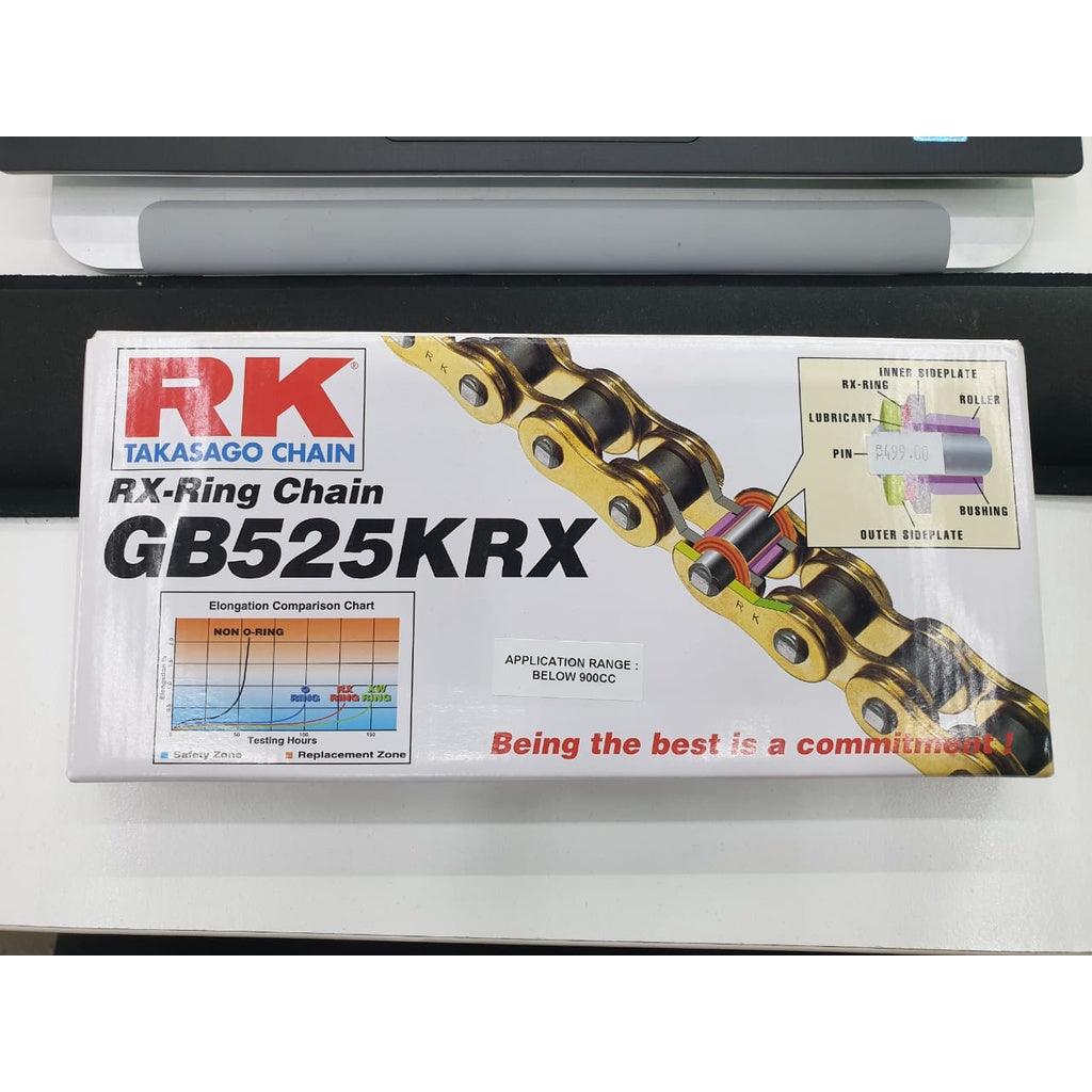 RK RX-Ring Chain GB525KRX 120L Gold Rivet Type - Durian Bikers