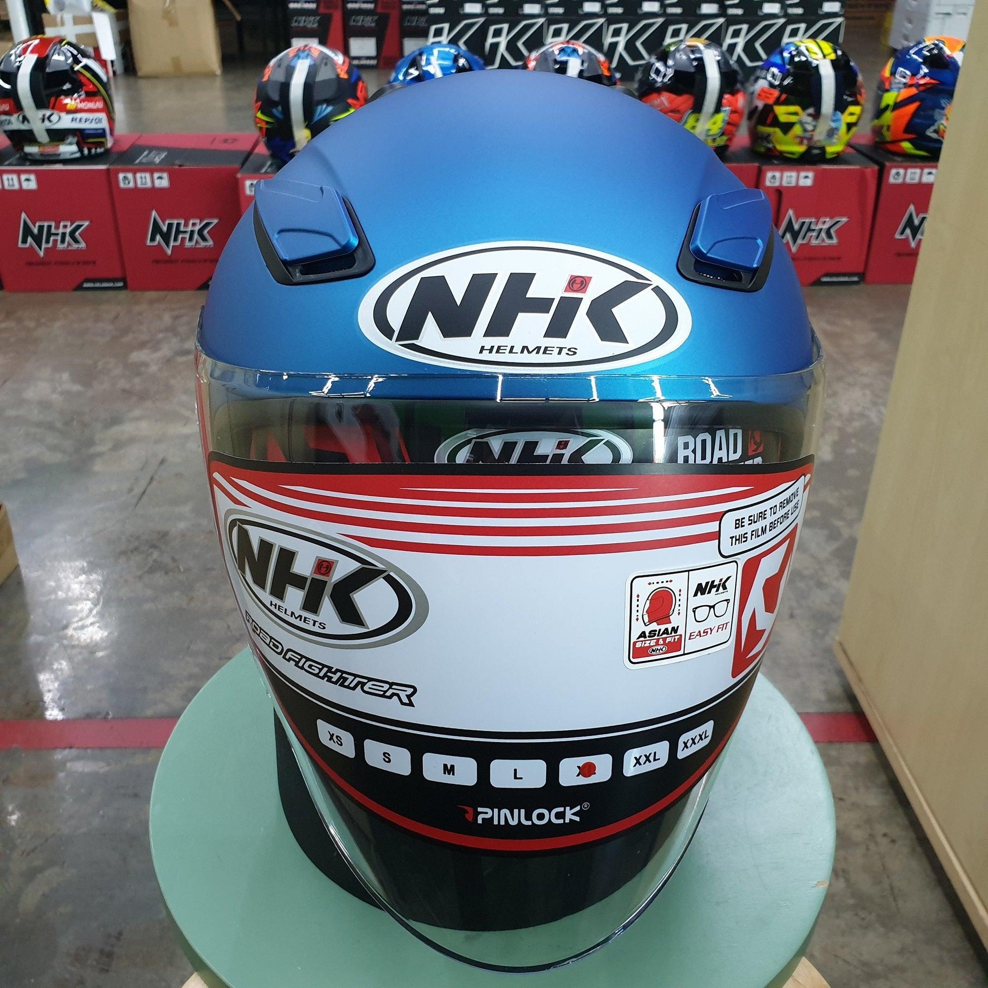 NHK Helmets R1 v2.0 Solid (Blue Doft Microlock) - Durian Bikers
