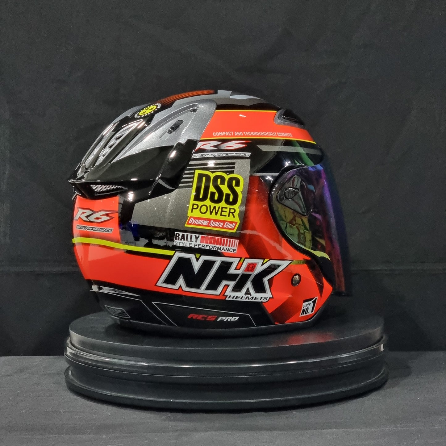 NHK Helmet R6 v2 Rally (Black/Orange Glossy)