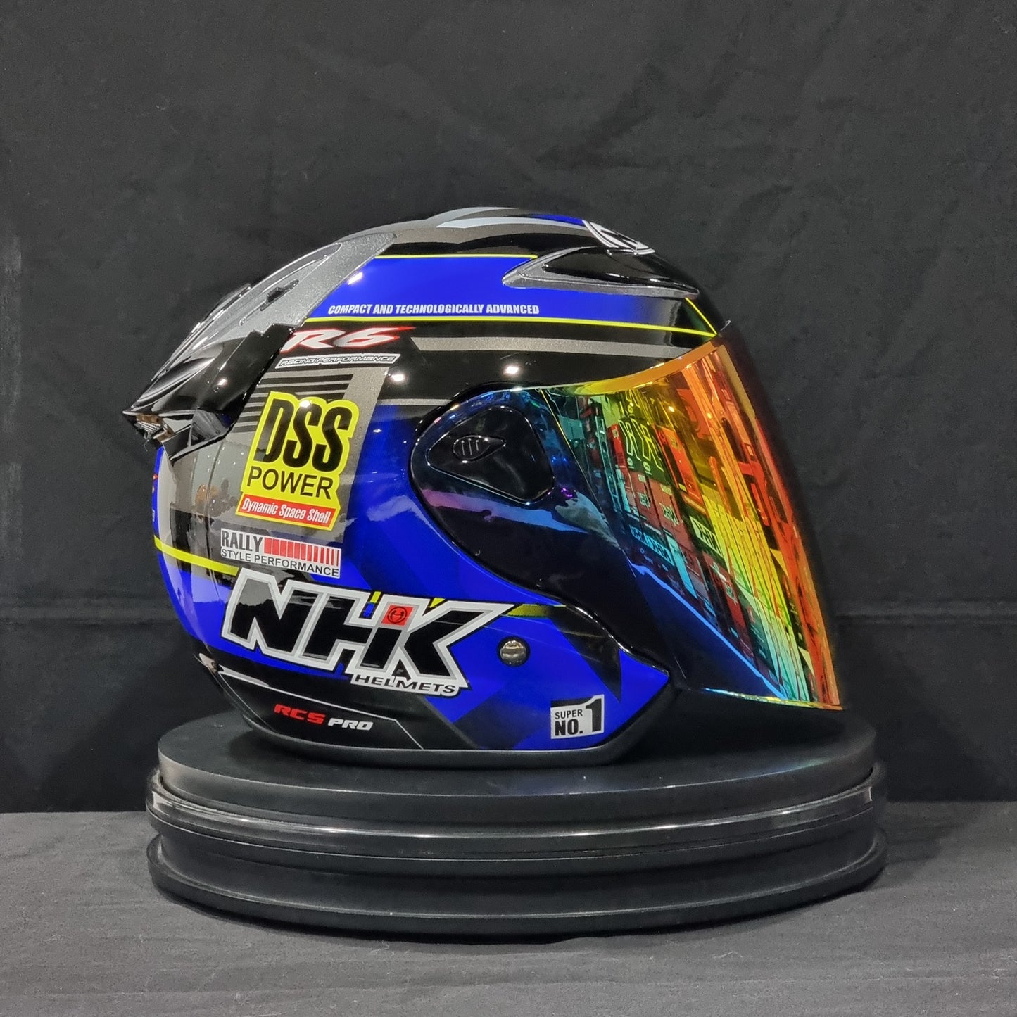 NHK Helmet R6 v2 Rally (Black/Blue Glossy)