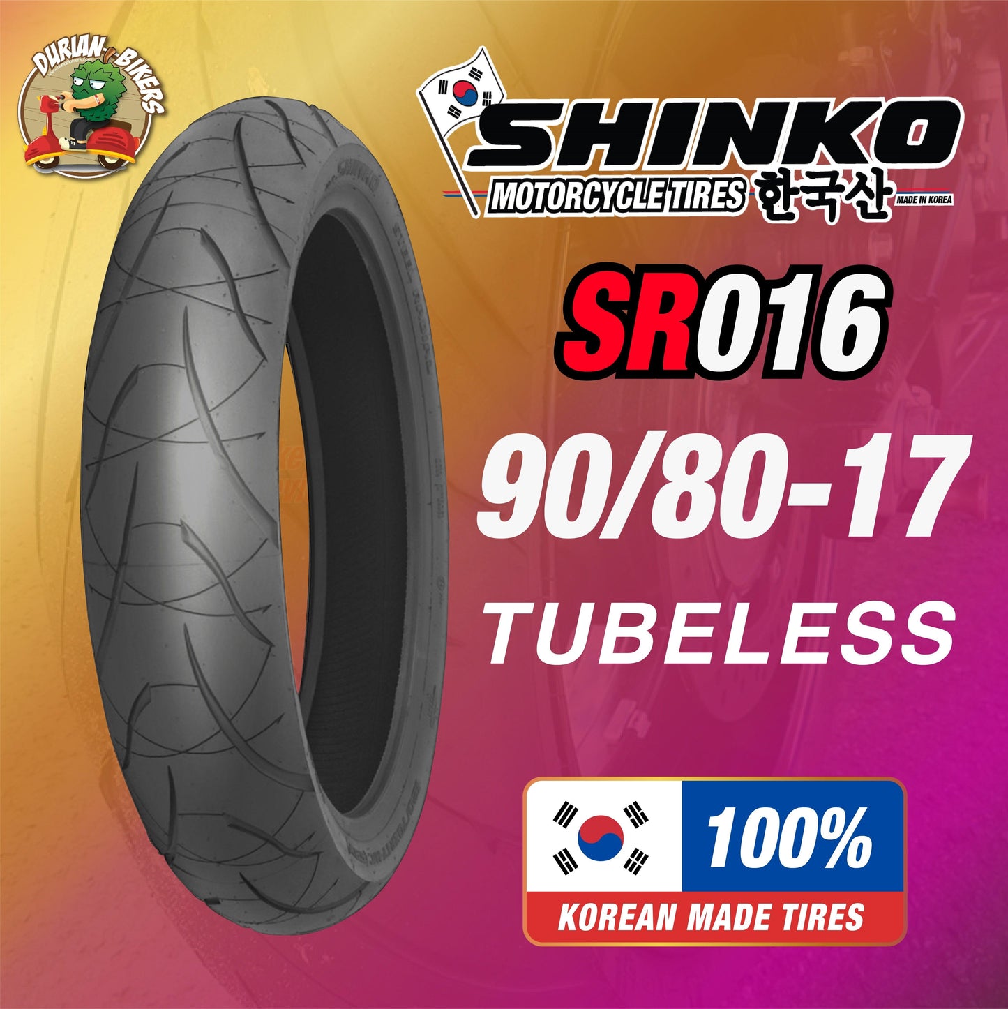 Shinko Tires SR016 Series (90/80-17) - Durian Bikers