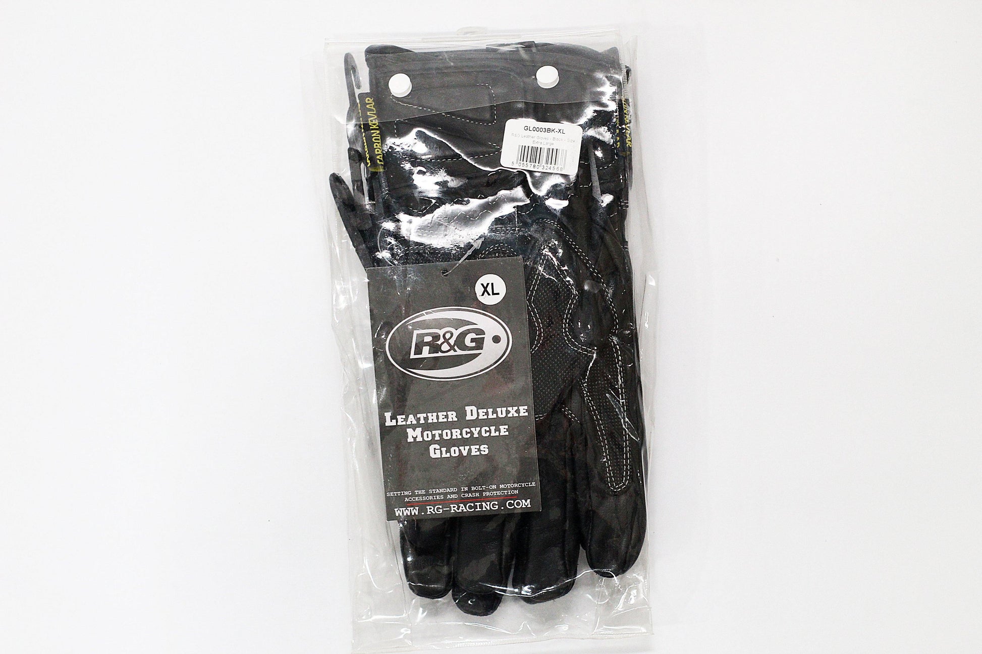 R&G Leather Deluxe Motorcycle Gloves (Black) - Durian Bikers