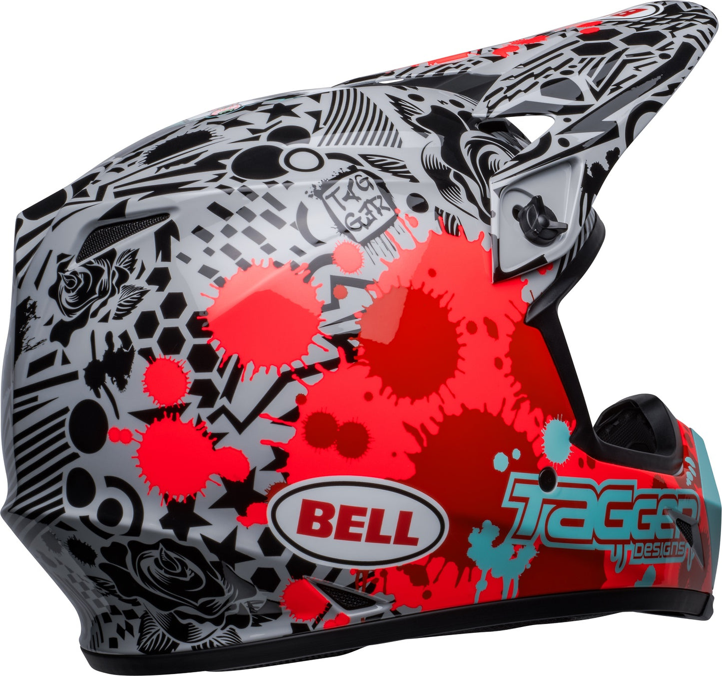 Bell Helmet MX-9 Mips (Tagger Splatter Bright Red/Gray)