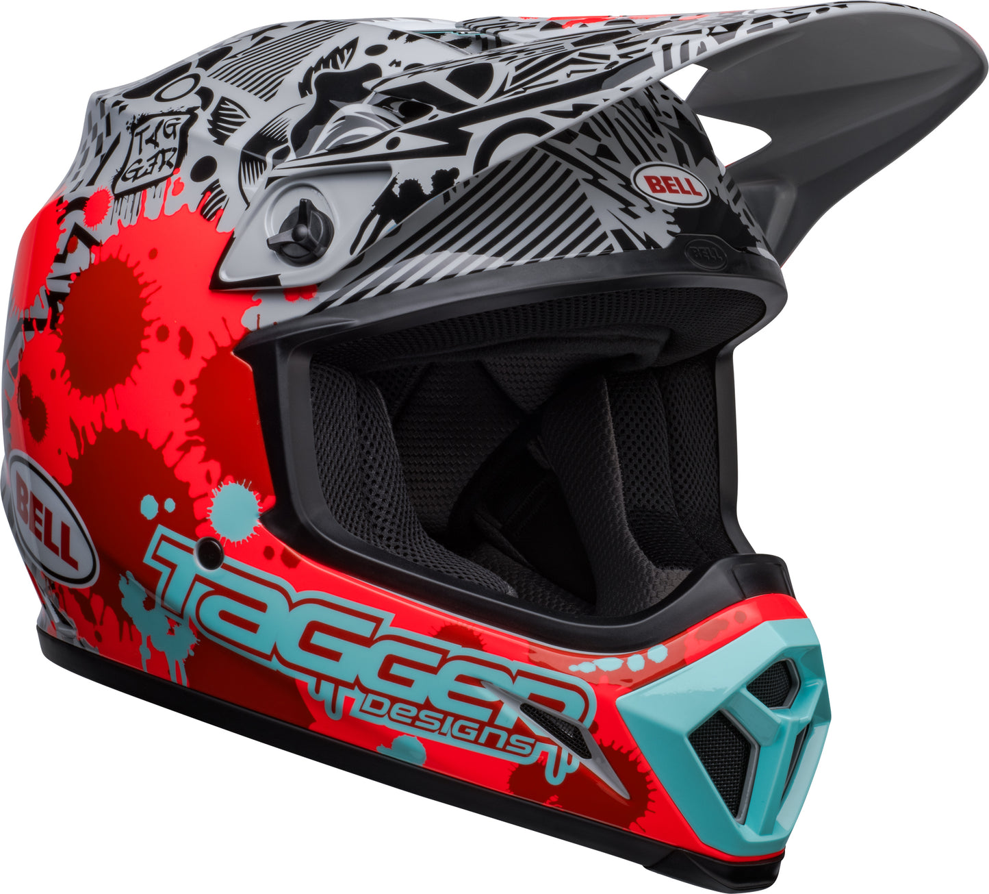 Bell Helmet MX-9 Mips (Tagger Splatter Bright Red/Gray)