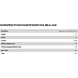 Supersprox Stealth Rear Sprocket For Yamaha Tracer 900/GT, MT-07, MT-09, R6, Suzuki GSX-S750, GSX-R1000 (RST-480:45-GLD) - Durian Bikers