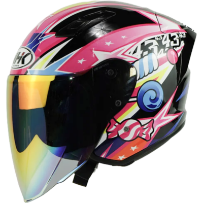 NHK Helmet S1GP S Candy Star (Black/Pink Glossy) -1