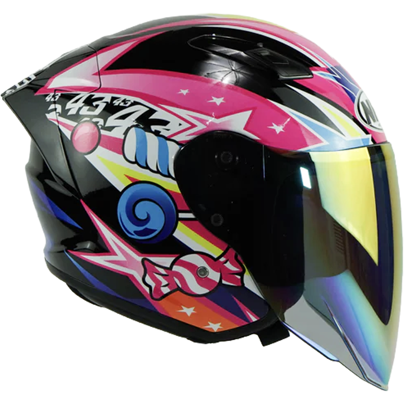 NHK Helmet S1GP S Candy Star (Black/Pink Glossy) -4