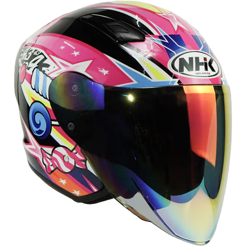 NHK Helmet S1GP S Candy Star (Black/Pink Glossy) -3