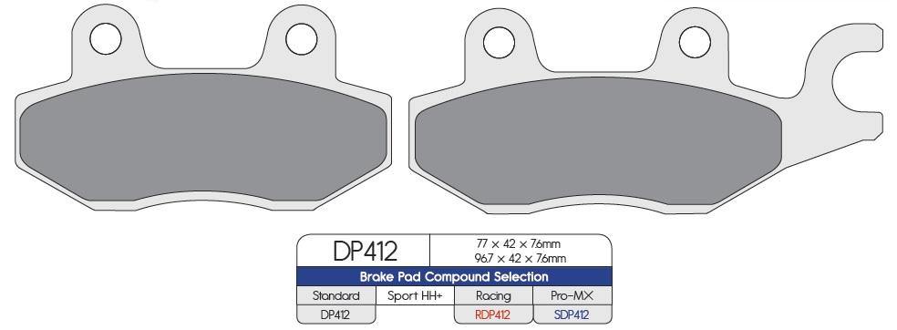 DP Brake Pads for Honda XL125 Varadero, Kawasaki Ninja 300, KLR 650, Suzuki Burgman 200, Triumph Tiger 1050, Daytona 1200 (DP412) - Image 4