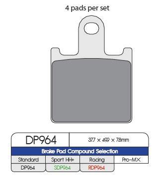 DP Brake Pads (Race) for Kawasaki ZX-6R, Z750, ZZR1400 (RDP964) - Image 4