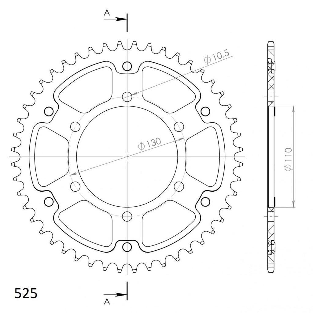 Supersprox Stealth Rear Sprocket For Yamaha Tracer 900/GT, MT-07, MT-09, R6, Suzuki GSX-S750, GSX-R1000 (RST-480:45-GLD) - Image 2