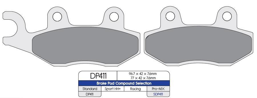 DP Brake Pads for Kawasaki H2 SX/SE, Triumph Bonneville T100, Street Twin Scrambler, Speed Triple 955, Tiger Explorer 1200 (DP411) - Image 4